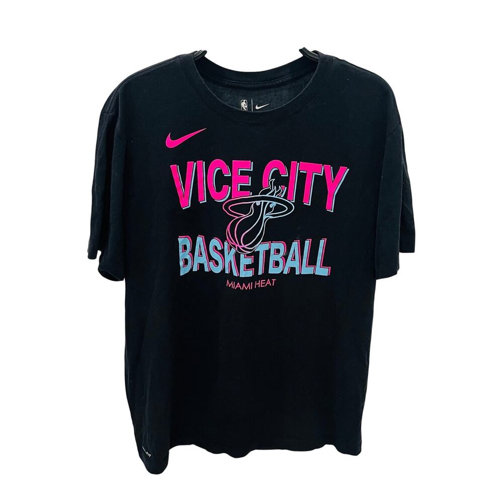 Nike Miami Heat Vice City Basketball Shirt Mens XL Black City Edition Dri Fit